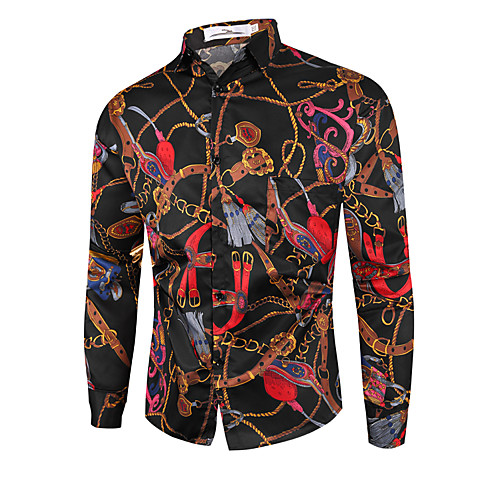 

Men's Shirt Color Block Long Sleeve Daily Tops Cotton Basic White Black