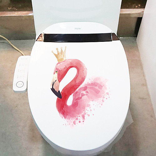 

Lovely Flamingos Wall Stickers Animal Wall Stickers Toilet Stickers PVC Home Decoration Wall Decal Toilet Fridge Decoration 1pc