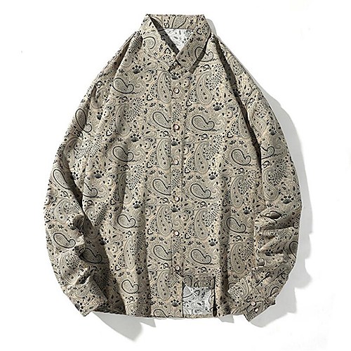 

Men's Shirt Graphic Long Sleeve Casual Tops Fashion Gray Khaki