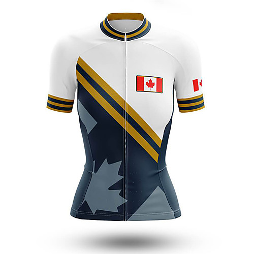 

21Grams Women's Short Sleeve Cycling Jersey Summer Spandex BlueWhite Canada Bike Top Mountain Bike MTB Road Bike Cycling Quick Dry Moisture Wicking Sports Clothing Apparel / Stretchy / Athleisure