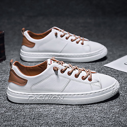 

Men's Sneakers Lace up Casual Preppy Daily Synthetics Breathable Black and White White Black Fall Spring