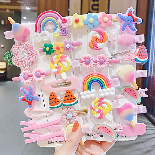 

Girls Hairpin Bangs Clip Baby Headdress Korea Princess Hair Accessories BB Clip Rainbow Hair Accessories 14 Pcs