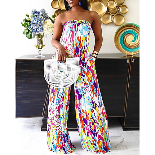 

Women's Sexy Street Date 2021 White Jumpsuit Multi Color Lace up Pocket