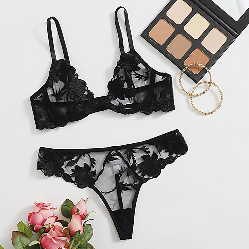 

Women's Sexy Lingerie Set Wireless Triangle Cup Wine Red