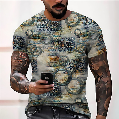 

Men's Unisex Tee T shirt Shirt 3D Print Graphic Prints Geometry Print Short Sleeve Daily Tops Casual Designer Big and Tall Blue Gray