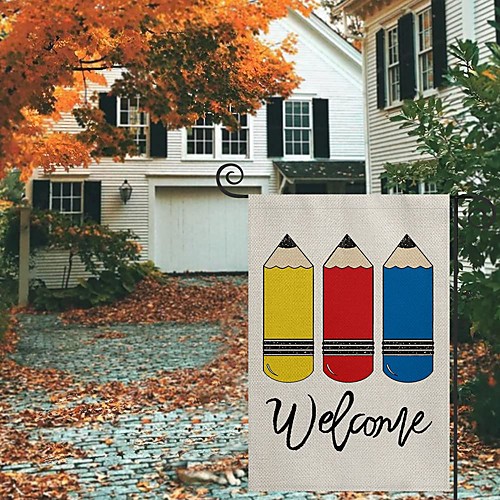 

Welcome Back to School Garden Flag Double Sided Outdoor Holidays Yard Flag Holidays Vertical Flags