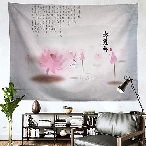 

Chinese Style Wall Tapestry Art Decor Blanket Curtain Hanging Home Bedroom Living Room Decoration Polyester Lotus