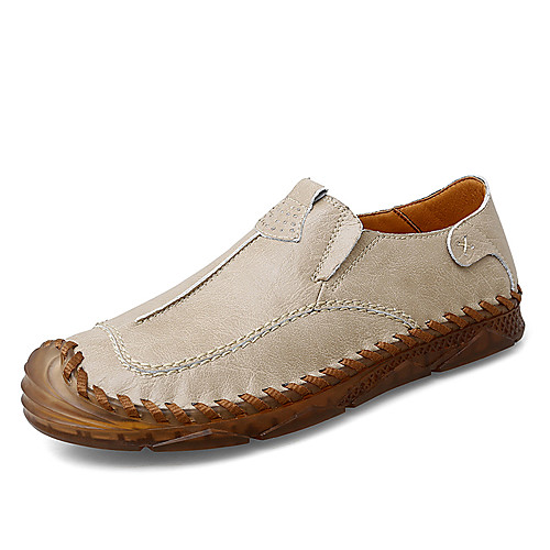 

Men's Loafers & Slip-Ons Crochet Leather Shoes Comfort Loafers Business Sporty Casual Daily Outdoor Nappa Leather Cowhide Handmade Non-slipping Shock Absorbing Gray Black Beige Fall Winter