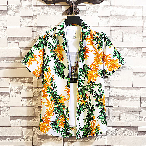

Men's Shirt Other Prints Graphic Graphic Prints Plus Size Print Short Sleeve Casual Tops Chinoiserie White Black