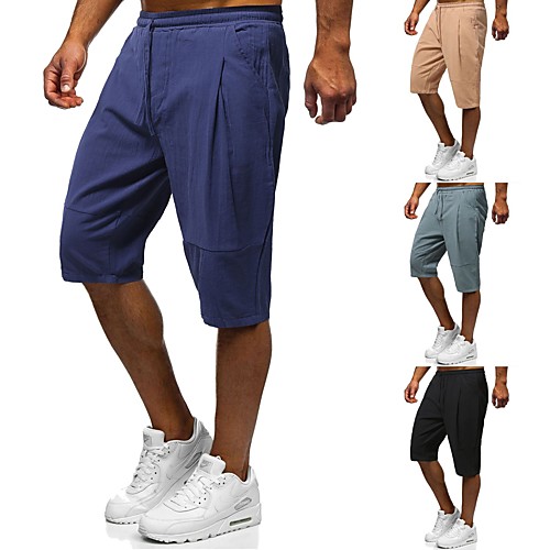 

Men's Chinoiserie Folk Style Outdoor Daily Home Chinos Capri shorts Pants Solid Colored Ankle-Length Drawstring Gray Green Khaki Black Navy Blue