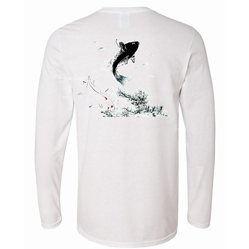 

CAWANFLY Men's Fishing Shirt Outdoor Long Sleeve UPF50 UV Protection Quick Dry Lightweight Breathable Top Autumn / Fall Spring Summer Athleisure Fishing Camping & Hiking White / Micro-elastic