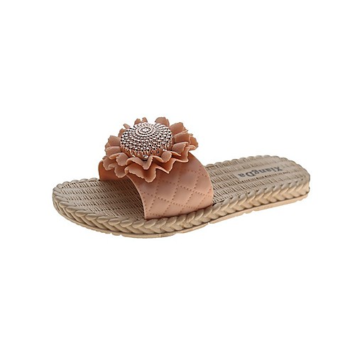 

Women's Slippers & Flip-Flops Flat Heel Open Toe Booties Ankle Boots Daily Home PVC Flower Floral Pink Green Black