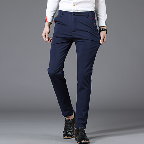 

Men's Chino Casual Daily Pants Business Pants Solid Color Full Length Classic Royal Blue Black