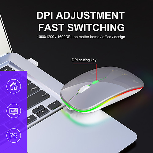 

Portable Ultrathin Mute 2.4GHz Wireless Mouse Rechargeable 1600DPI Adjustable Optical Mice for Laptop PC Office