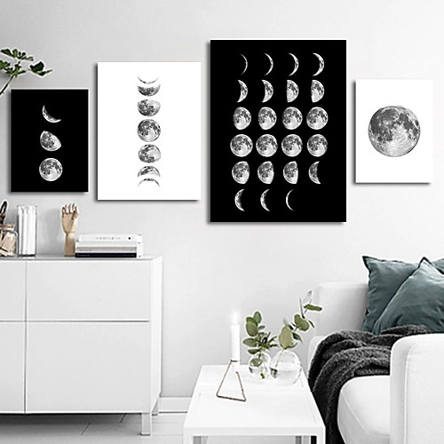 

Wall Art Canvas Prints Painting Artwork Picture Moon Phase Black White Woman Home Decoration Décor Rolled Canvas No Frame Unframed Unstretched