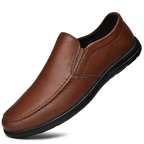 

Men's Loafers & Slip-Ons British Style Plaid Shoes Comfort Shoes Casual Daily Leather Non-slipping Wear Proof Black Brown Fall Spring