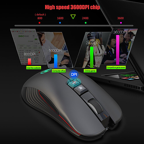 

Wireless Mouse T30 7 Button 3600 DPI Rechargeable Mute Mouse With TYPE-C Adapter USB Receiver For Macbook Laptop Gamer Gaming