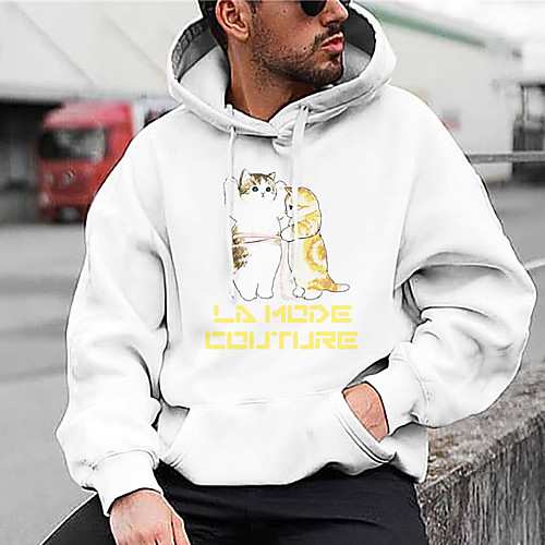

Men's Unisex Hoodie Cat Graphic Prints Print Casual Daily Hot Stamping Basic Designer Hoodies Sweatshirts White