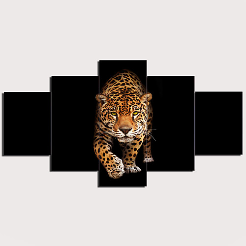 

5 Panels Wall Art Canvas Prints Painting Artwork Picture Wildlife Leopard Animal Home Decoration Décor Rolled Canvas No Frame Unframed Unstretched