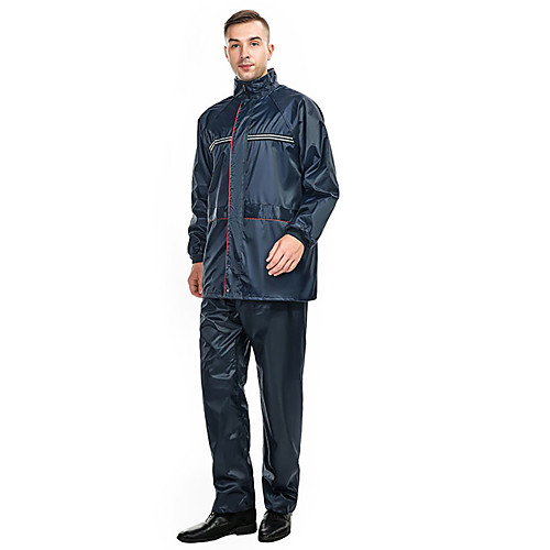 

Men's Rain Suit Rain Jacket Pants Hoodie Jacket Outdoor Reflective Waterproof Windproof Breathable Stain Resistant Clothing Suit Fishing Camping & Hiking Work Dark Navy