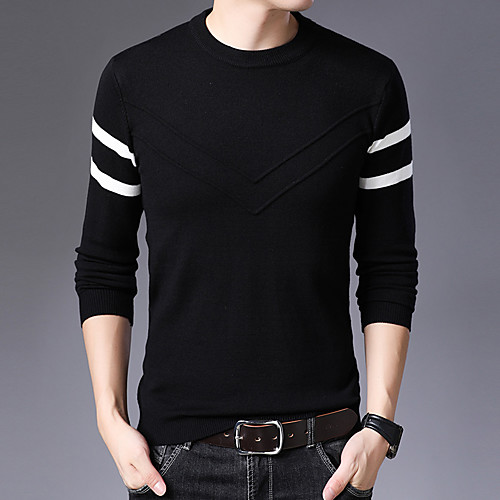 

Men's Stylish Vintage Style Knitted Solid Color Pullover Sweater Long Sleeve Sweater Cardigans Crew Neck Fall Winter Khaki Green Black