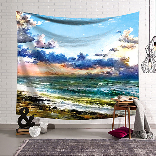 

Oil Painting Style Wall Tapestry Art Decor Blanket Curtain Hanging Home Bedroom Living Room Decoration Polyester Ocean Landscape