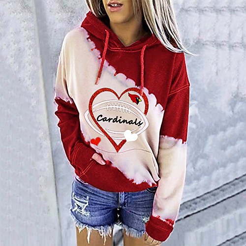 

Women's Hoodie Sweatshirt Heart Color Block Text Front Pocket Print Daily Sports Hot Stamping Sportswear Streetwear Hoodies Sweatshirts Purple Wine Gray