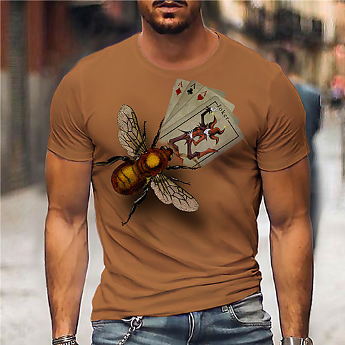 

Men's Unisex Tee T shirt Shirt 3D Print Graphic Prints Bee Print Short Sleeve Daily Tops Casual Designer Big and Tall Gray Black Brown