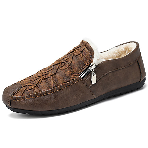

Men's Loafers & Slip-Ons Comfort Loafers Light Soles Drive Shoes Casual Vintage Daily PU Warm Non-slipping Black Brown Striped Fall Winter