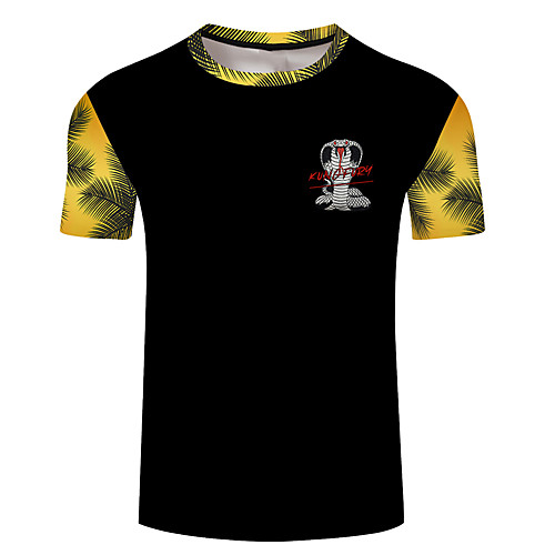 

Men's Unisex Tee T shirt Shirt 3D Print Graphic Prints Snake Plus Size 3D Print Short Sleeve Casual Tops Basic Designer Big and Tall Light Yellow Yellow Black