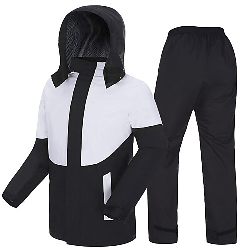 

Men's Rain Suit Rain Jacket Pants Hoodie Jacket Outdoor Reflective Waterproof Breathable Stain Resistant Clothing Suit Fishing Camping & Hiking Running Green White Black