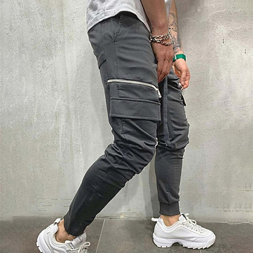 

Men's Athleisure Sports Sports Pants Pants Solid Color Full Length Sporty Grey Black