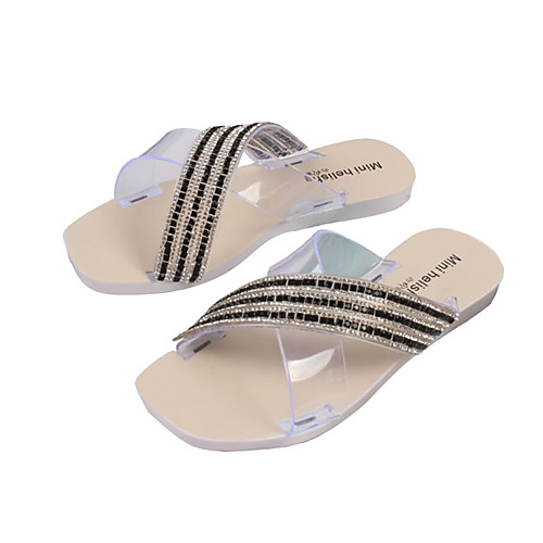 

Women's Slippers & Flip-Flops Flat Heel Open Toe Daily Home PVC Solid Colored Silver Gold Black