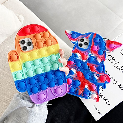 

Fidget Toys Push It Bubble Phone Case For iPhone 12 Pro Max 11 SE 2020 X XR XS Max SE2020 6 7 8 Plus Cartoon Pattern Rainbow Relive Stress Silicone Back Cover