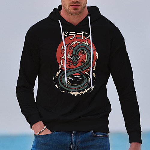 

Men's Unisex Hoodie Dragon Graphic Prints Print Daily Sports 3D Print 3D Print Casual Hoodies Sweatshirts Black