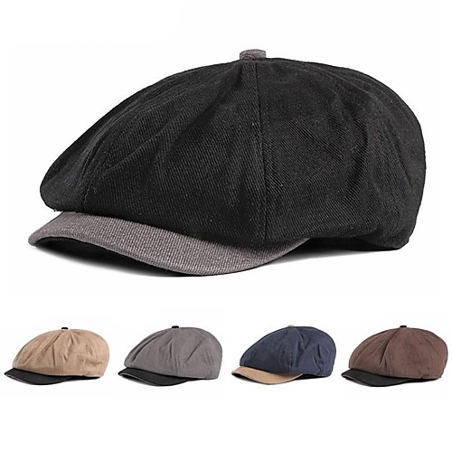 

Men's Protective Hat Party Dailywear Classic Retro Color Block Black Hat