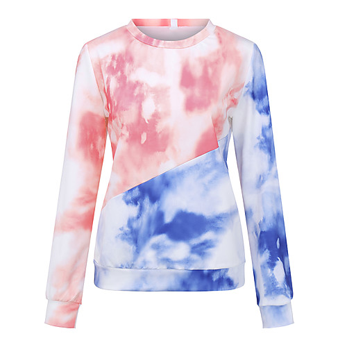 

Women's Plus Size Tops Pullover Sweatshirt Tie Dye Print Long Sleeve Crewneck Streetwear Fall Summer Yellow Blushing Pink Red Big Size L XL XXL 3XL / Cotton / Holiday / Cotton