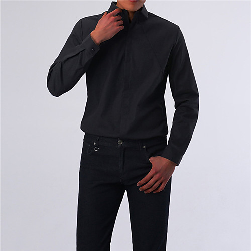 

Men's Shirt Solid Color Long Sleeve Casual Tops Casual White Black Red