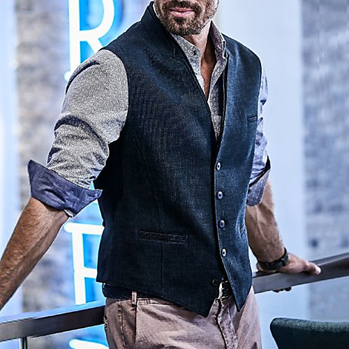 

Men's Suit Vest Waistcoat Party Evening Festival Casual Vintage British Plaid Single Breasted One-button Slim Polyester Men's Suit Royal Blue - V Neck