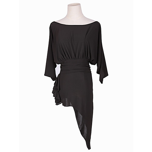 

Latin Dance Dress Solid Women's Training Performance 3/4 Length Sleeve Natural Crystal Cotton