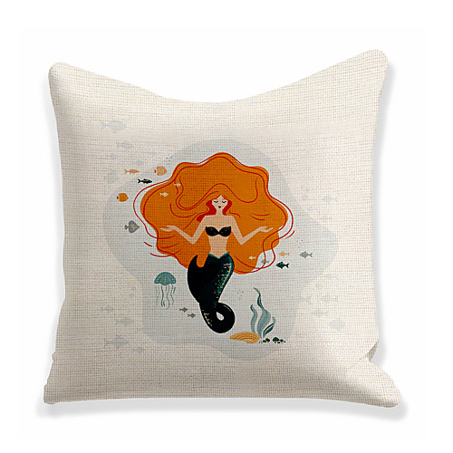 

Mermaid Double Side Cushion Cover 1PC Soft Decorative Square Throw Pillow Cover Cushion Case Pillowcase for Bedroom Livingroom Superior Quality Machine Washable Outdoor Cushion for Sofa Couch Bed Chair