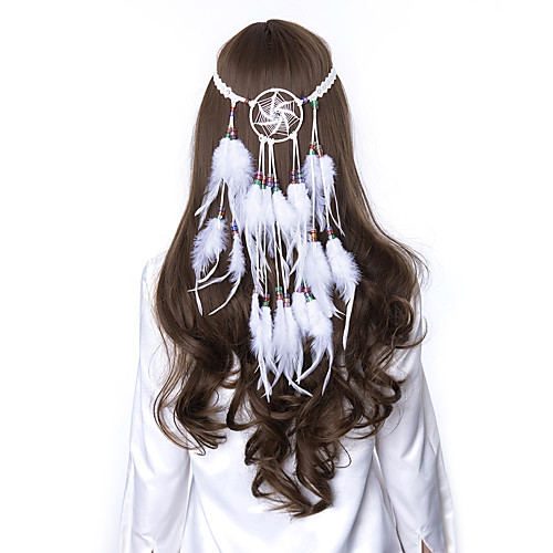 

lureme Dreamcatcher Feather Headband-Boho Feather Headwear Hippie Headdress Bohemian Hairband for Women (hb000014-7)