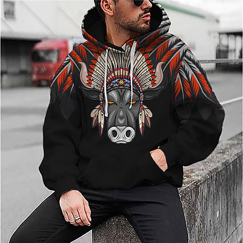 

Men's Unisex Hoodie Graphic Prints Cow Print Daily Sports 3D Print 3D Print Casual Hoodies Sweatshirts Black