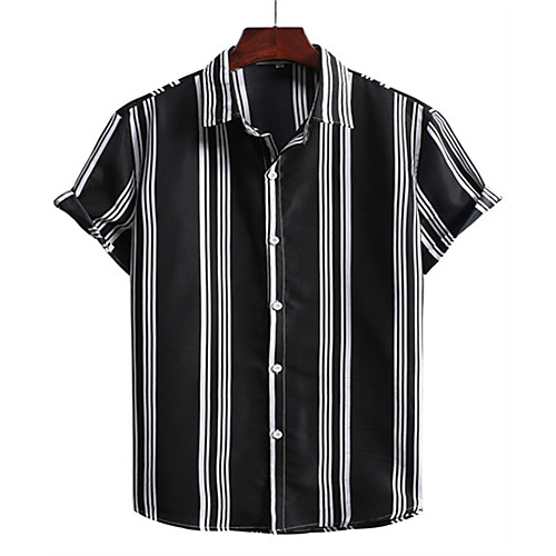 

Men's Shirt Other Prints Geometry Plus Size Print Short Sleeve Vacation Tops Slim Fit Black