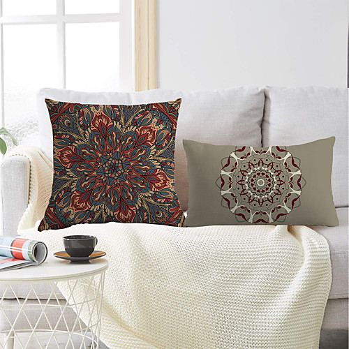 

Mandala Bohemian Double Side Cushion Cover 2PC Soft Decorative Square Throw Pillow Cover Cushion Case Pillowcase for Bedroom Livingroom Superior Quality Machine Washable Outdoor Cushion for Sofa Couch Bed Chair