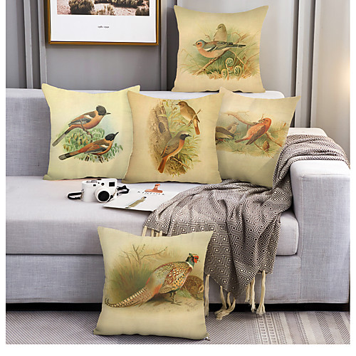 

Pastoral Bird Double Side Cushion Cover 5PC Soft Decorative Square Throw Pillow Cover Cushion Case Pillowcase for Bedroom Livingroom Superior Quality Machine Washable Outdoor Cushion for Sofa Couch Bed Chair