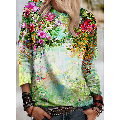 

Women's Sweatshirt Pullover Floral 3D Graphic Prints 3D Print Daily Sports 3D Print Active Streetwear Hoodies Sweatshirts Blue Purple Green