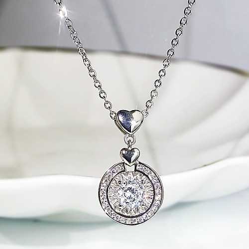 

Women's Clear AAA Cubic Zirconia Pendant Necklace Monogram Sunburst Heart Fashion Punk European Rock Brass Rose Gold Silver 50 cm Necklace Jewelry 1pc For Street Gift Prom Birthday Party Festival