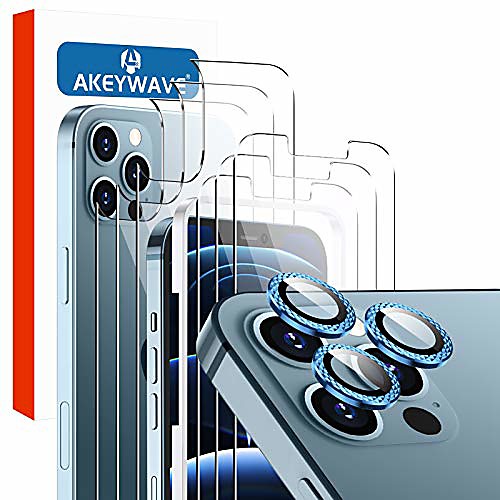 

[333 pack] compatible with iphone 12 pro max (6.7 inch), 3 pcs front screen protector 3 pcs back tempered glass 3 pcs camera lens protector aluminum alloy metal frame lens cover