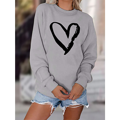 

Women's Sweatshirt Pullover Heart Graphic Prints Print Daily Sports Hot Stamping Sportswear Streetwear Hoodies Sweatshirts Yellow Blushing Pink Gray
